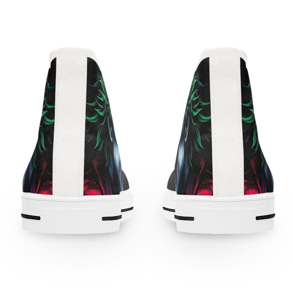 Joker Face Illustration Women's High Top Sneakers | Clown Villain Art, Black Green