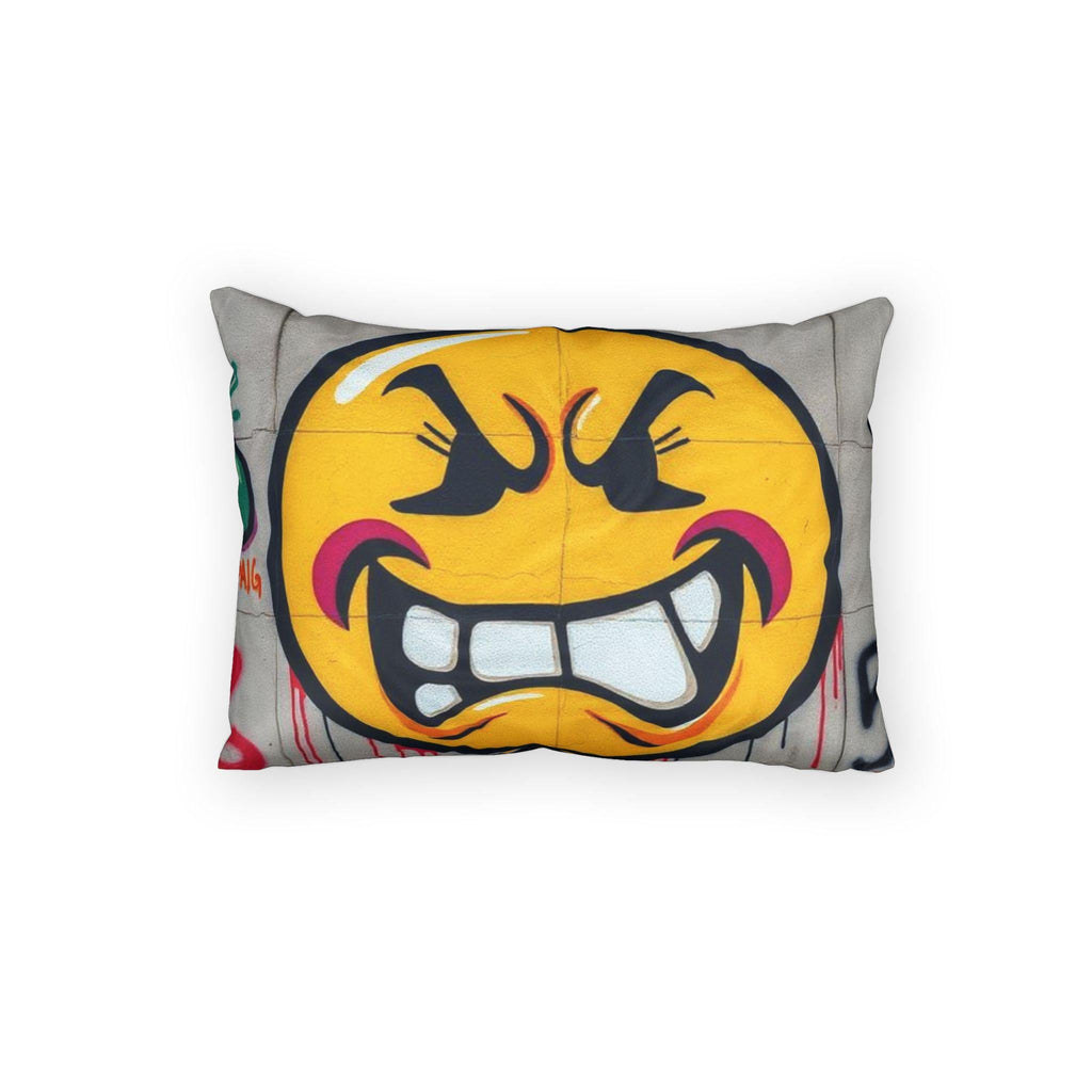 Grinning Emoji Face Pillow Sham | Graffiti Smile Decorative Pillowcase