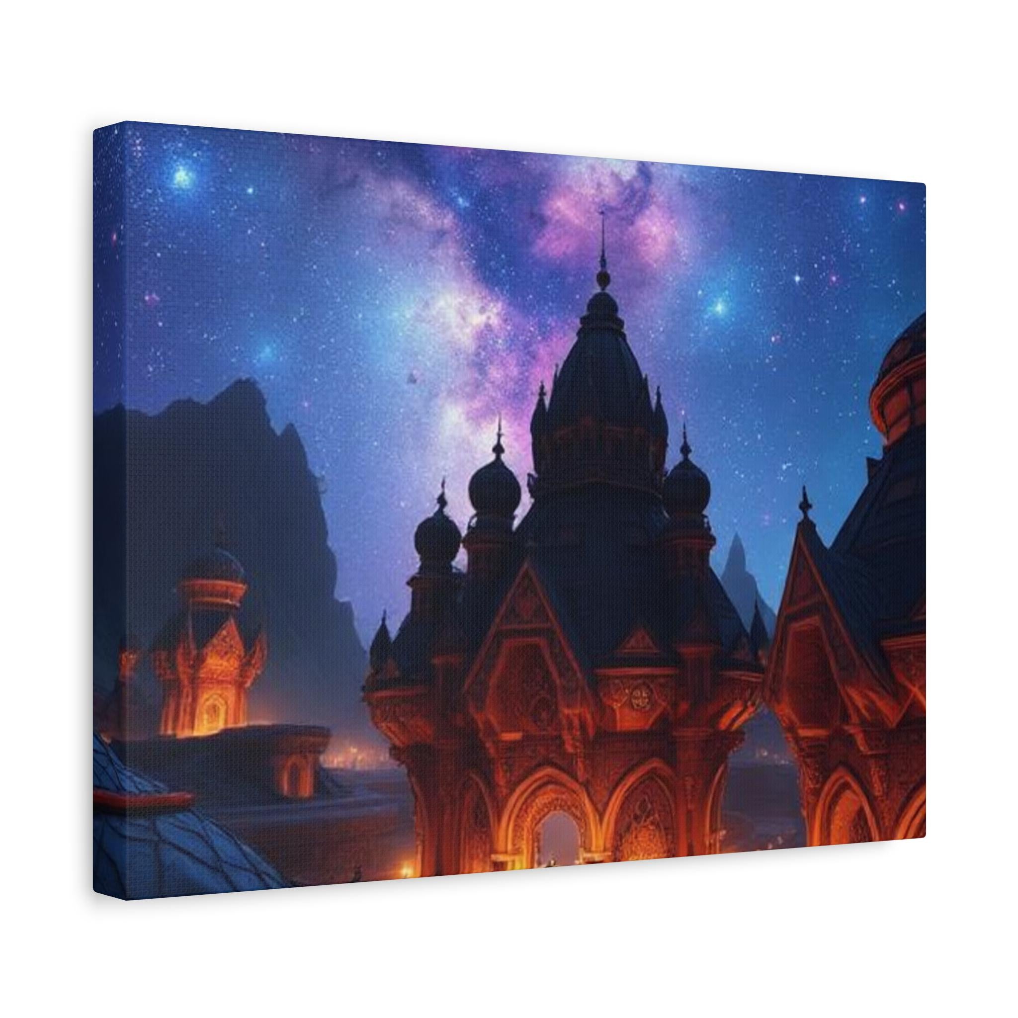 Fantasy Night Sky Palace Canvas | Matte Stretched Wall Art