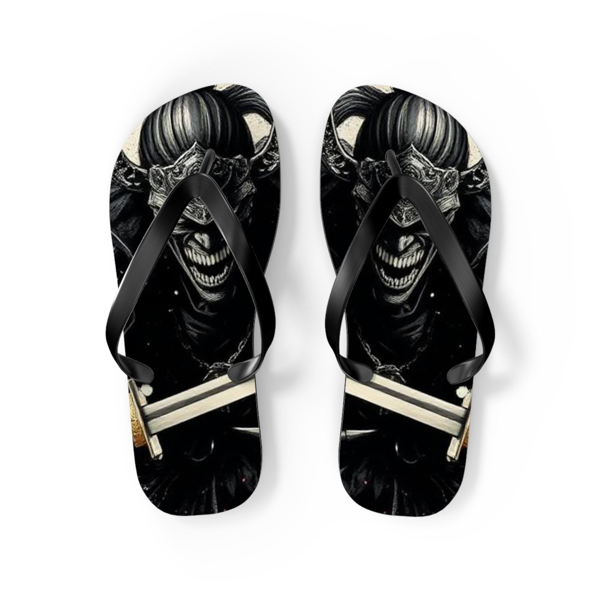 Creepy Clown Skull Flip Flops | Gothic Horror Summer Sandals