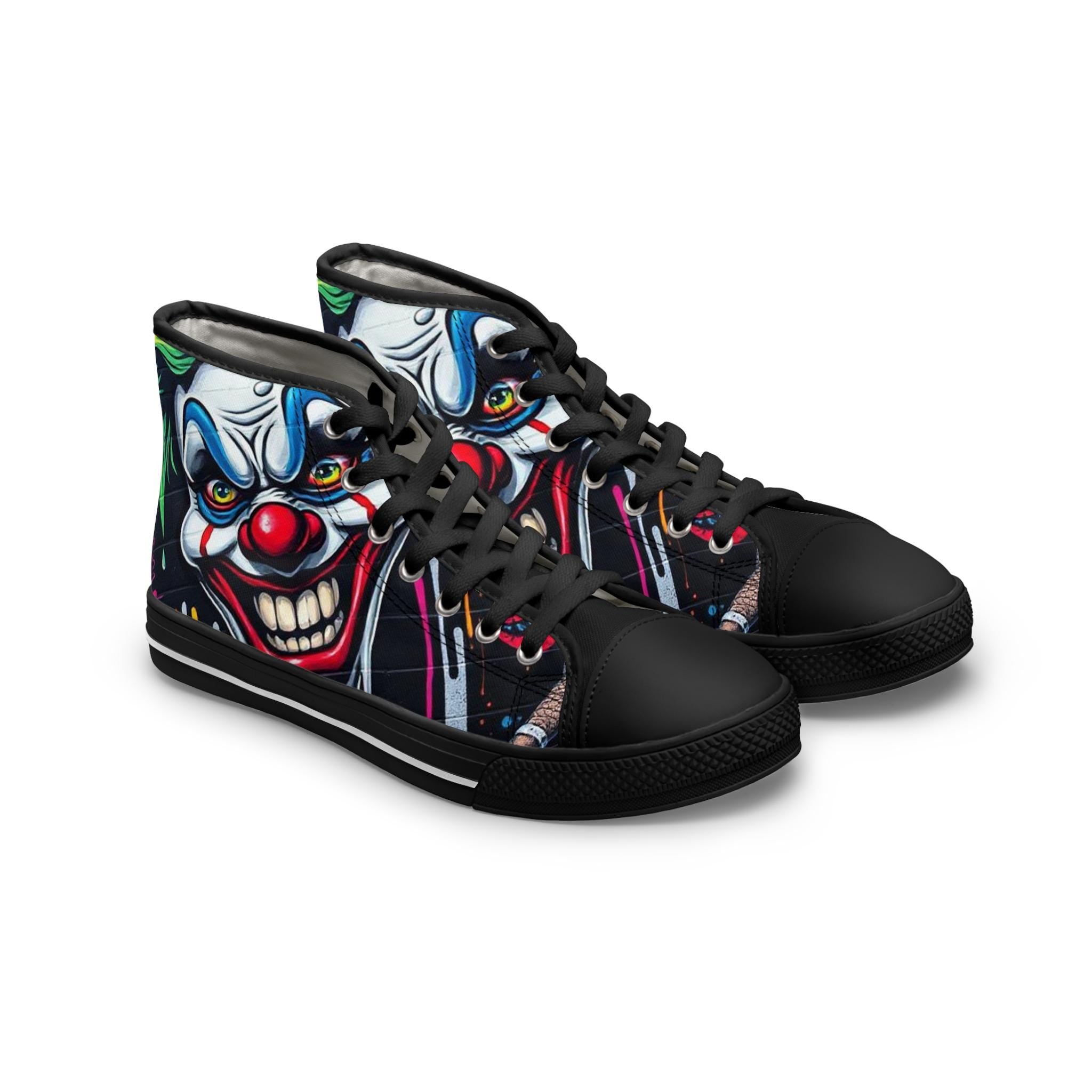 Creepy Clown Face High Top Sneakers | Horror Face Skate Shoes