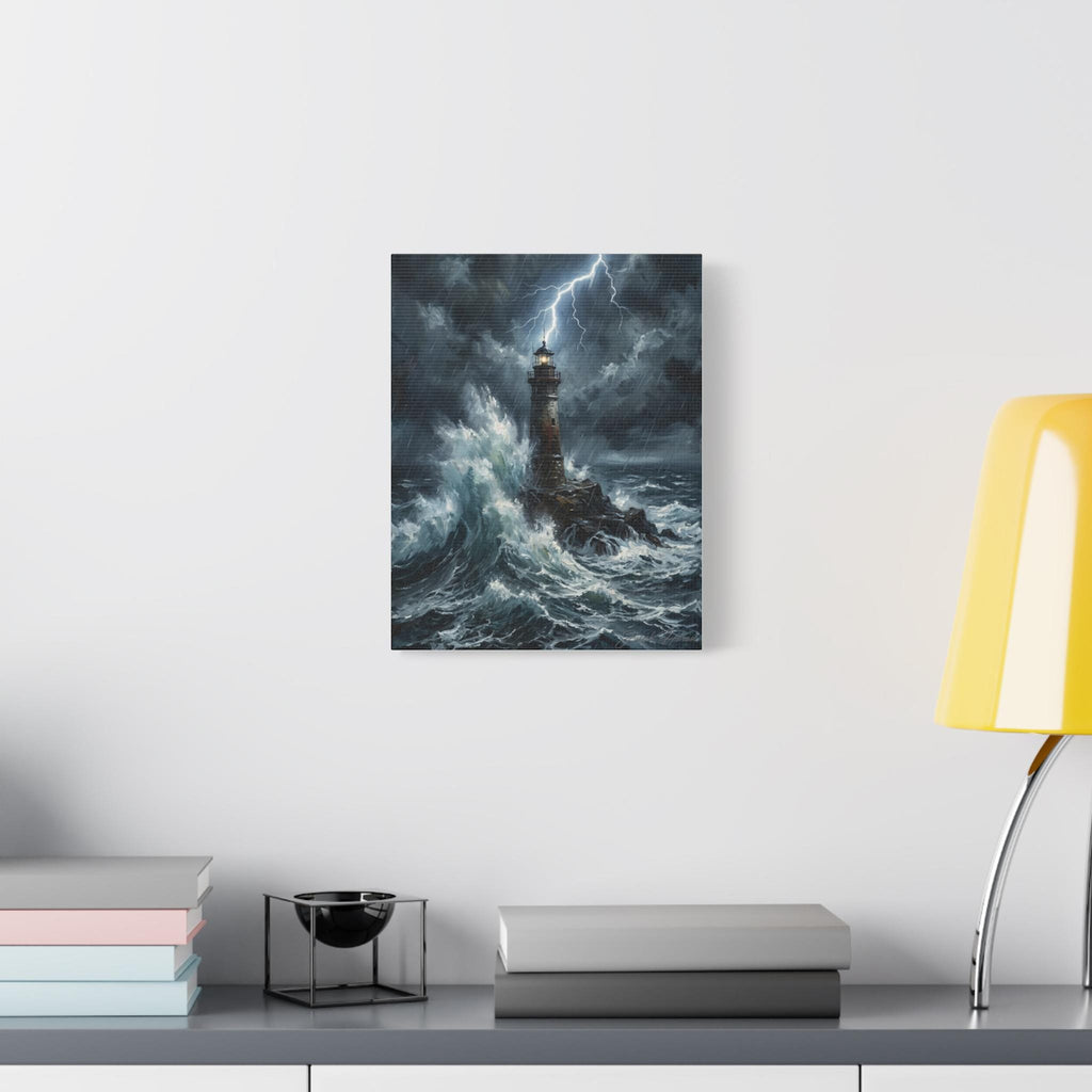 Stormy Lighthouse Canvas Painting | Matte Stretched Wall Art