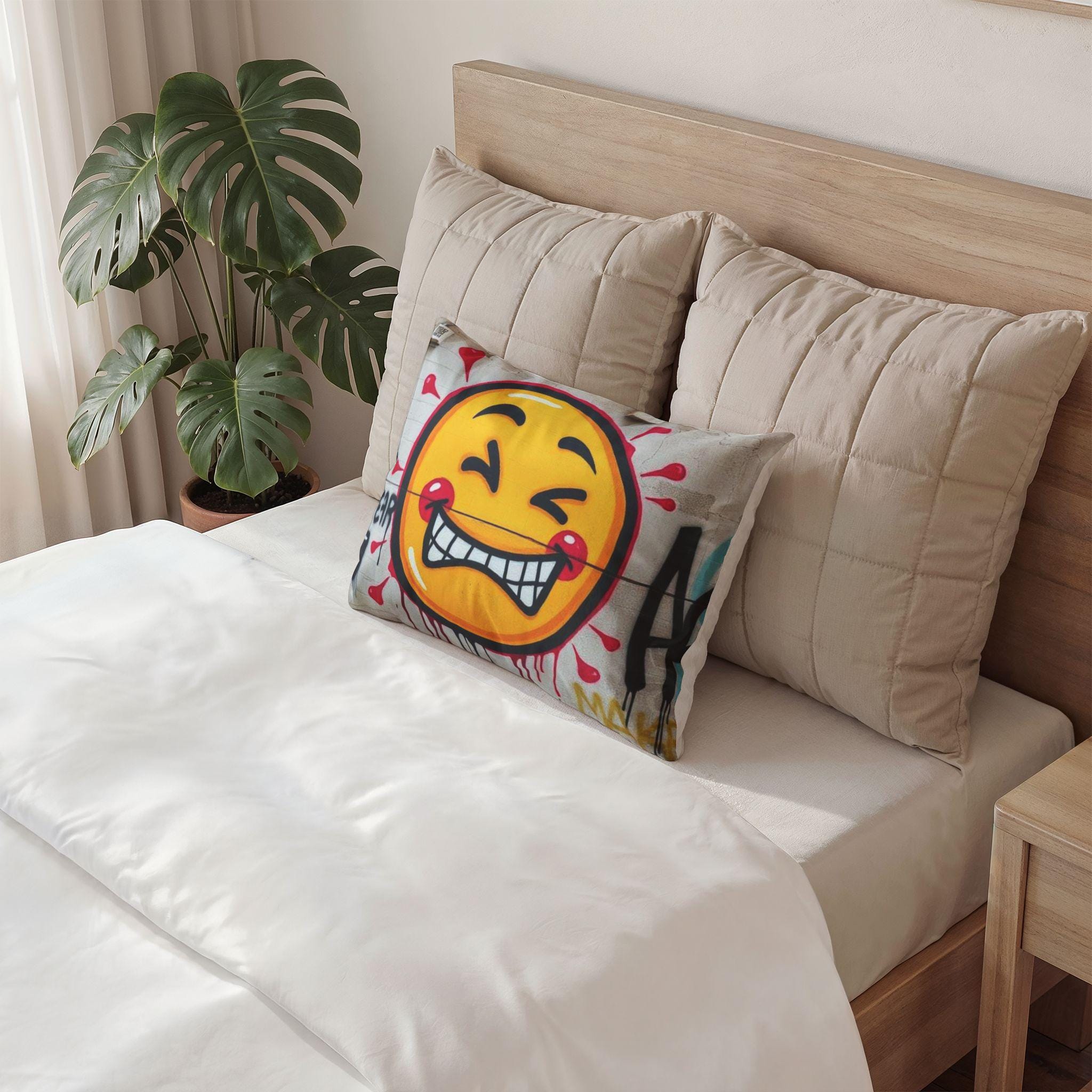 Graffiti Emoji Cotton Pillow Sham | Urban Street Art
