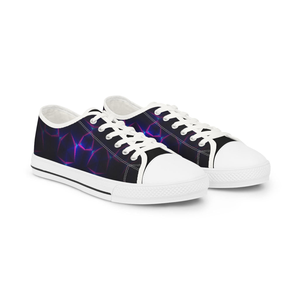 Neon Plasma Pattern Men's Low Top Sneakers | Electric Purple Grid