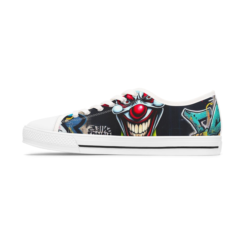 Creepy Clown Graffiti Face Women's Low Top Sneakers | Horror Carnival Art