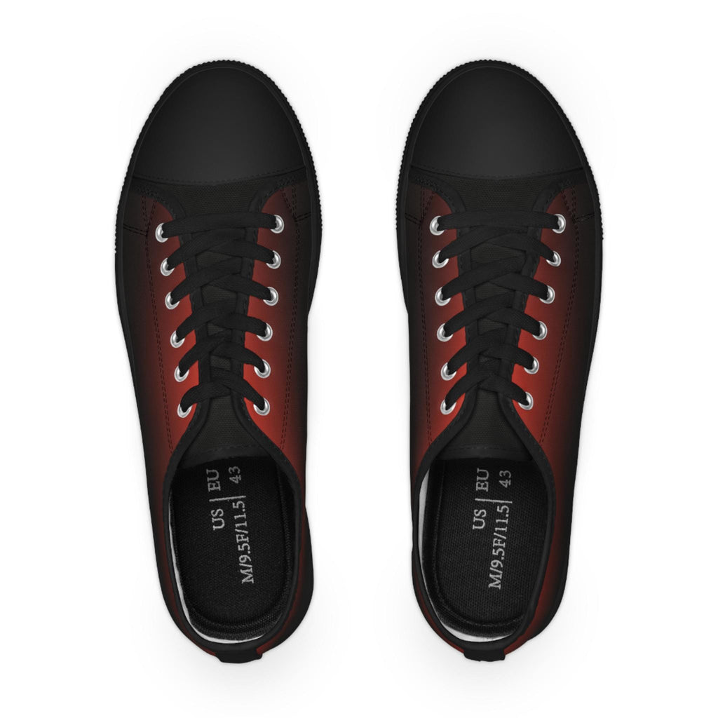 Red Black Ombre Sneakers | Low Top Canvas Shoes