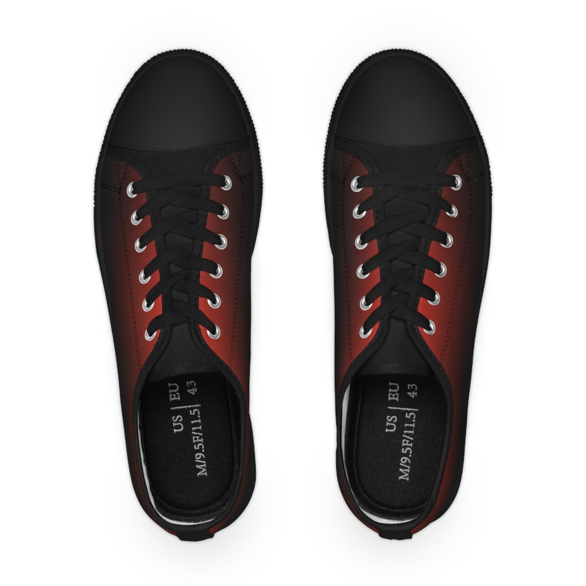 Red Black Ombre Sneakers | Low Top Canvas Shoes