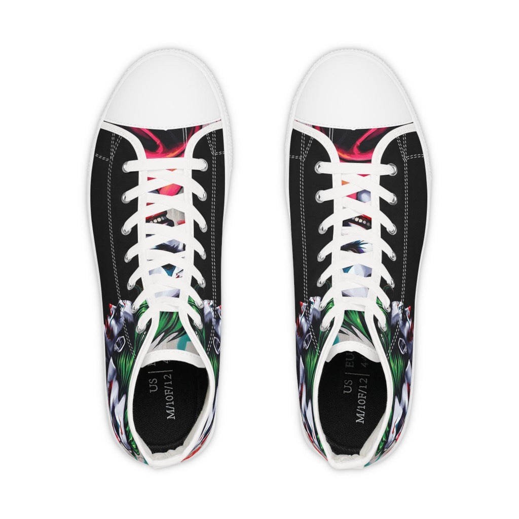 Men's Joker Clown Face High Top Sneakers, Comic Book Art Footwear
