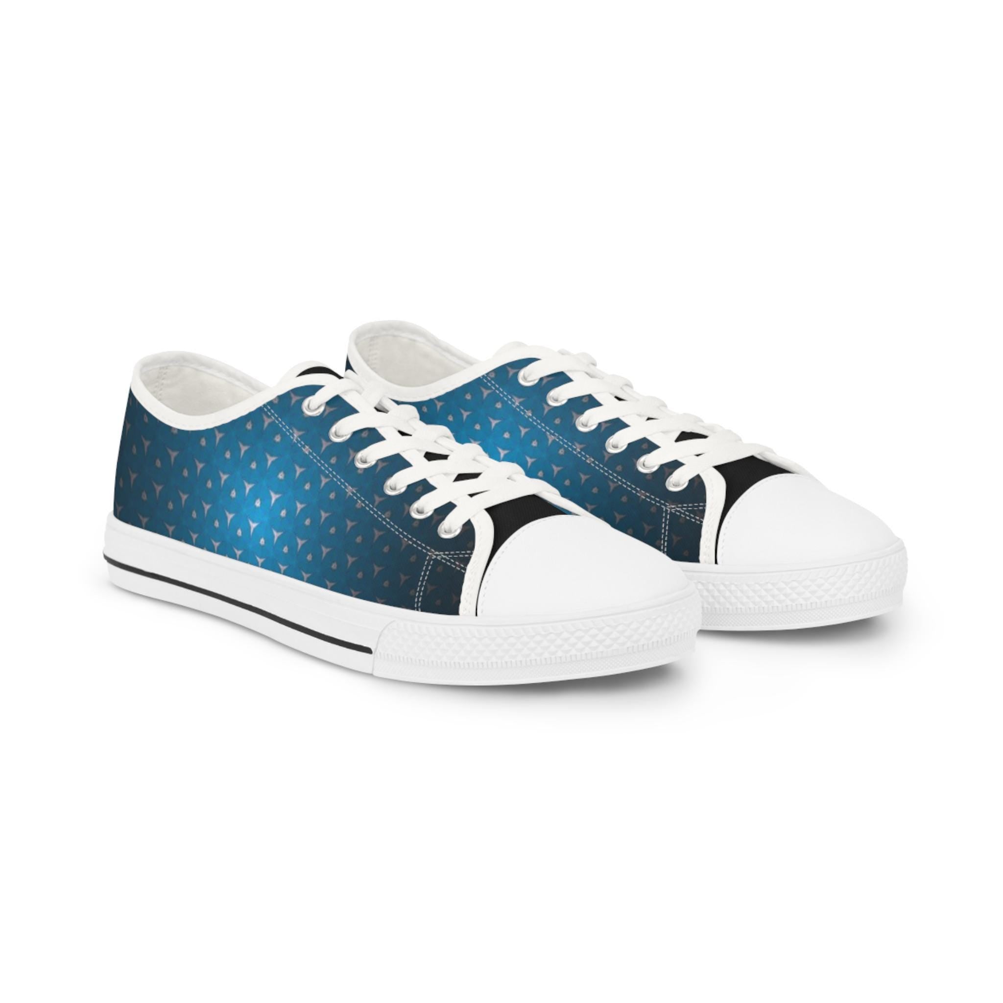 Blue Gradient Triangle Pattern Sneakers | Low Top Shoes