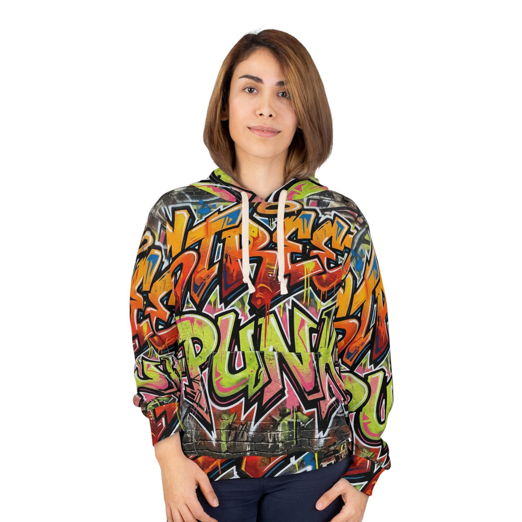 Street Punk Graffiti Hoodie | All-Over Print Urban Art Pullover