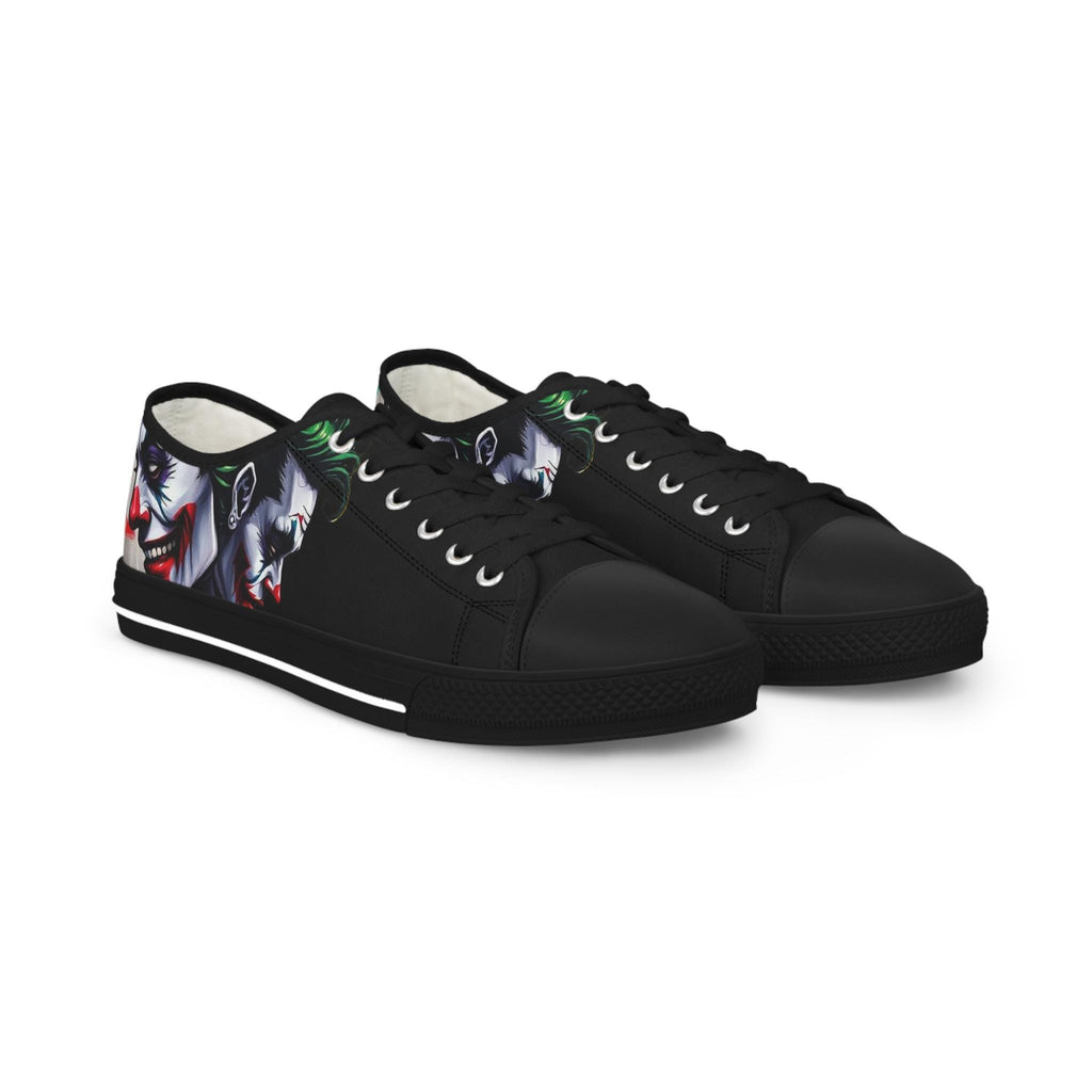 Joker Clown Face Men's Low Top Sneakers | Black Graphic Skate Shoes