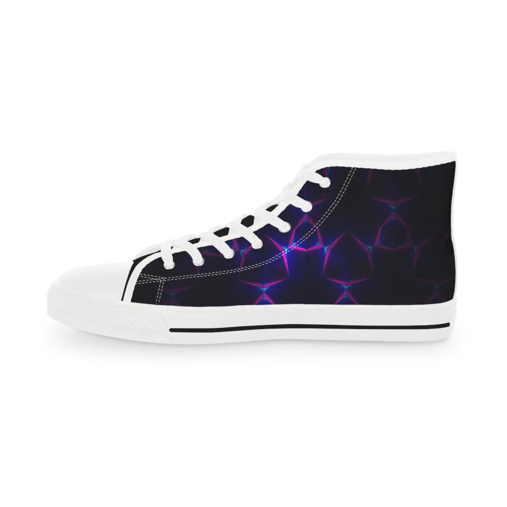 Neon Plasma Pattern High Top Sneakers | Purple Electric Wave Shoes