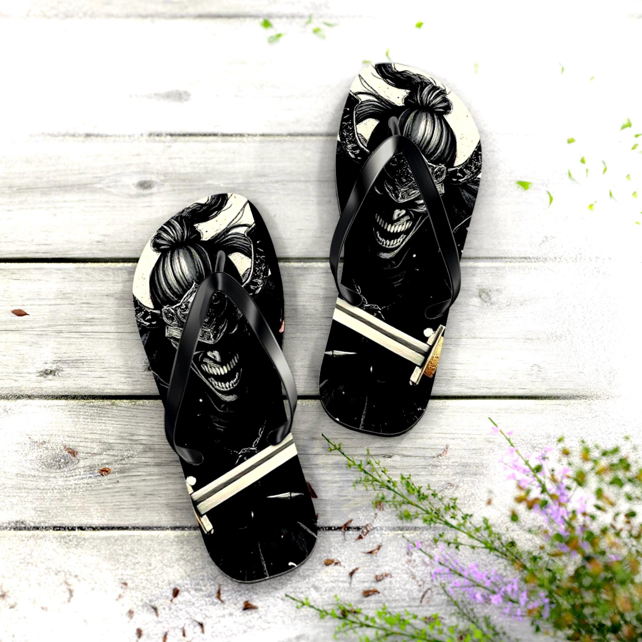 Creepy Clown Skull Flip Flops | Gothic Horror Summer Sandals