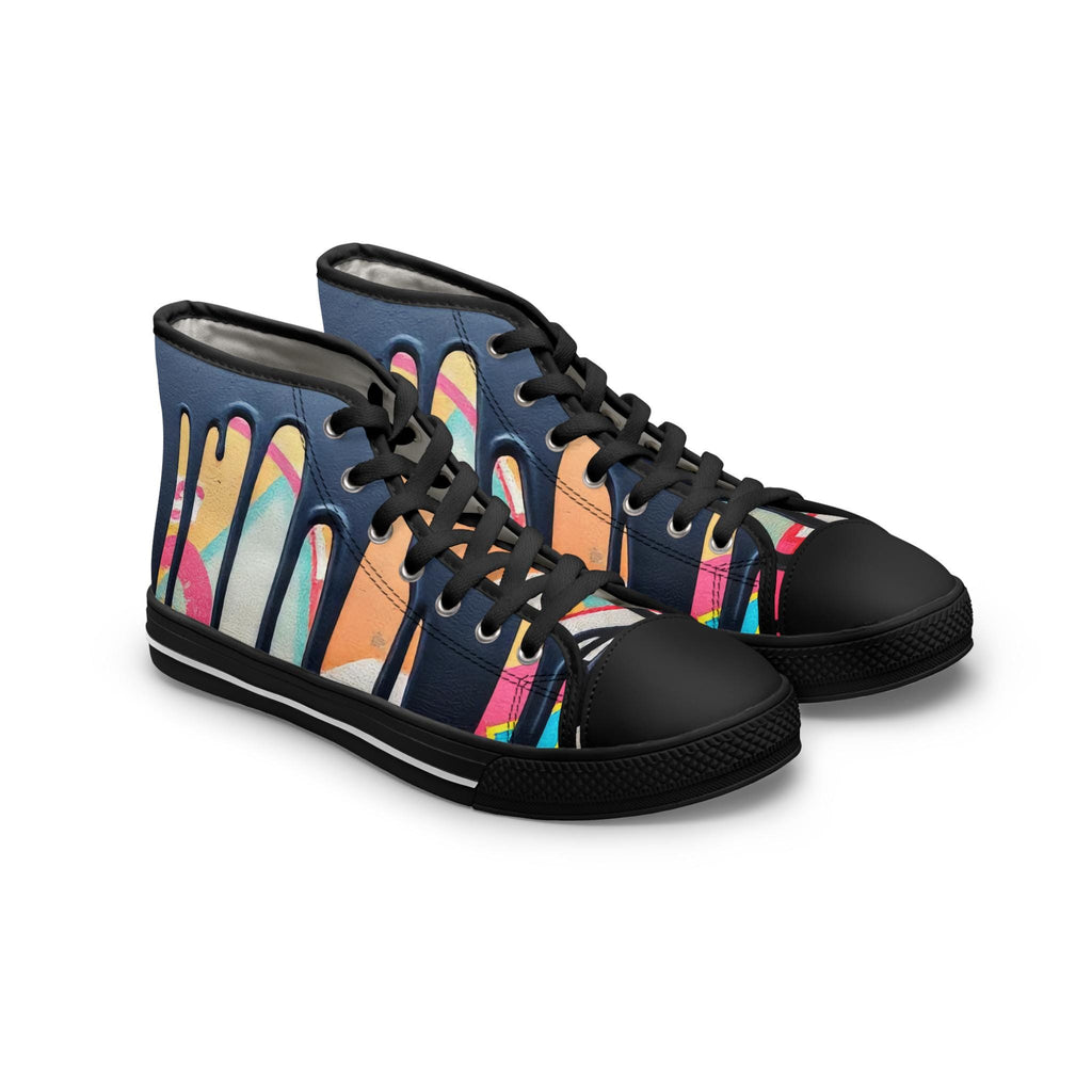 Paint Drip Pattern Sneakers Women's High Top Sneakers | Colorful Graffiti Art