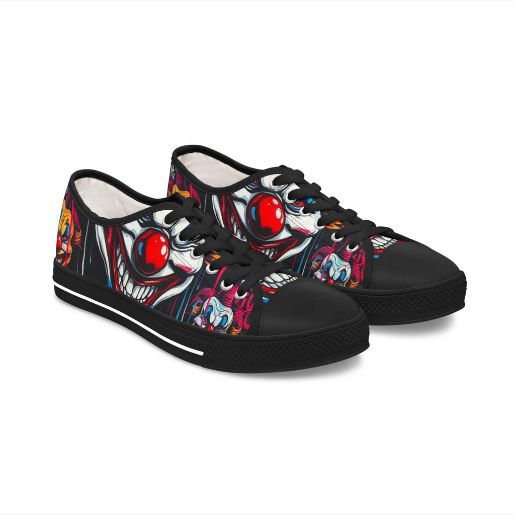 Scary Grinning Clown Sneakers Women's Low Top Sneakers | Horror Circus Pattern