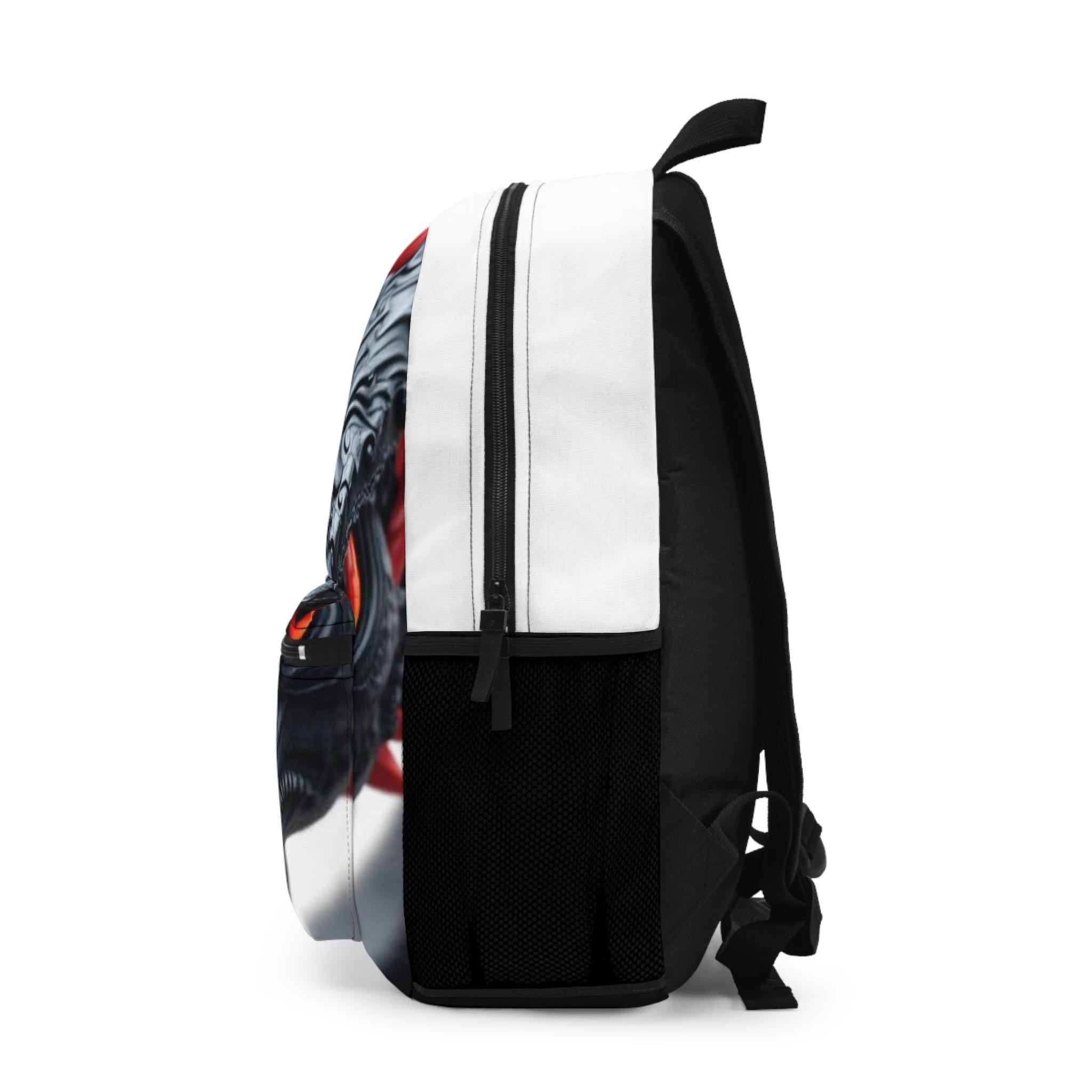 Red-Eyed Dragon Face Backpack | Fantasy Creature Print