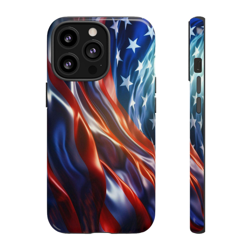 Wavy American Flag Phone Case | Dual-Layer Patriotic Stars Stripes Protection