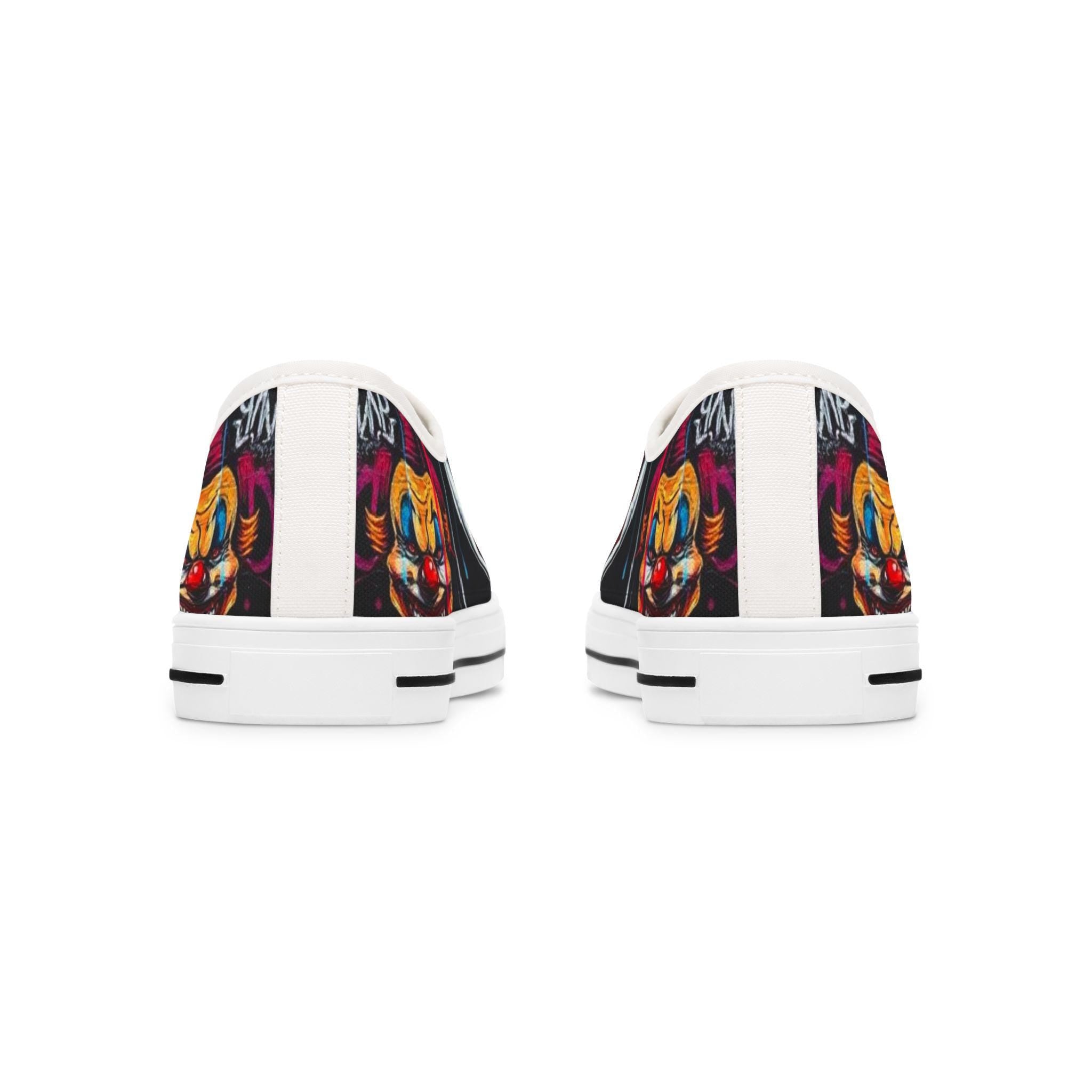 Scary Grinning Clown Sneakers Women's Low Top Sneakers | Horror Circus Pattern