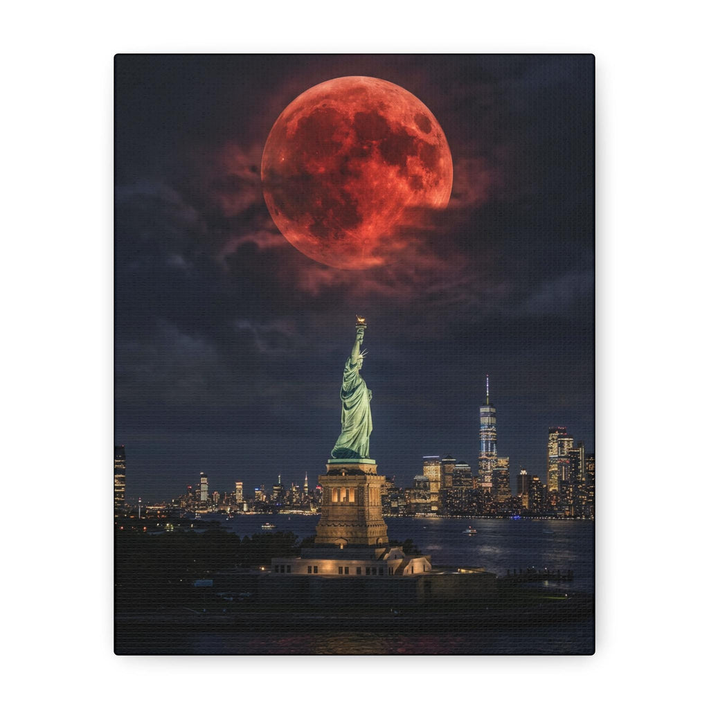 Blood Moon over New York City Matte Canvas | NYC Night Skyline Wall Art