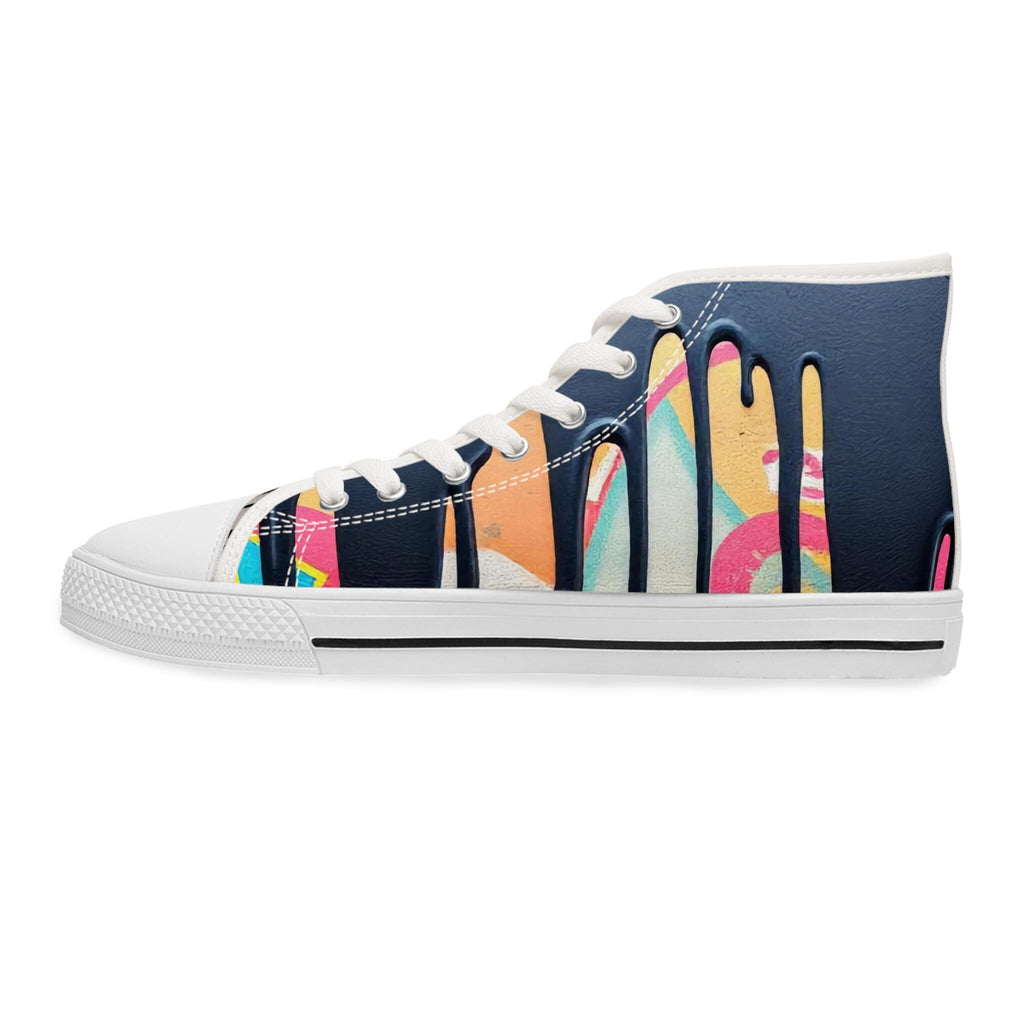 Paint Drip Pattern Sneakers Women's High Top Sneakers | Colorful Graffiti Art