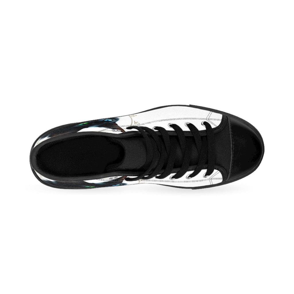 Black Cat Portrait Sneakers | High Top Canvas Shoes