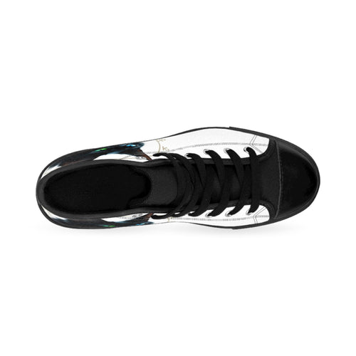 Black Cat Portrait Sneakers | High Top Canvas Shoes