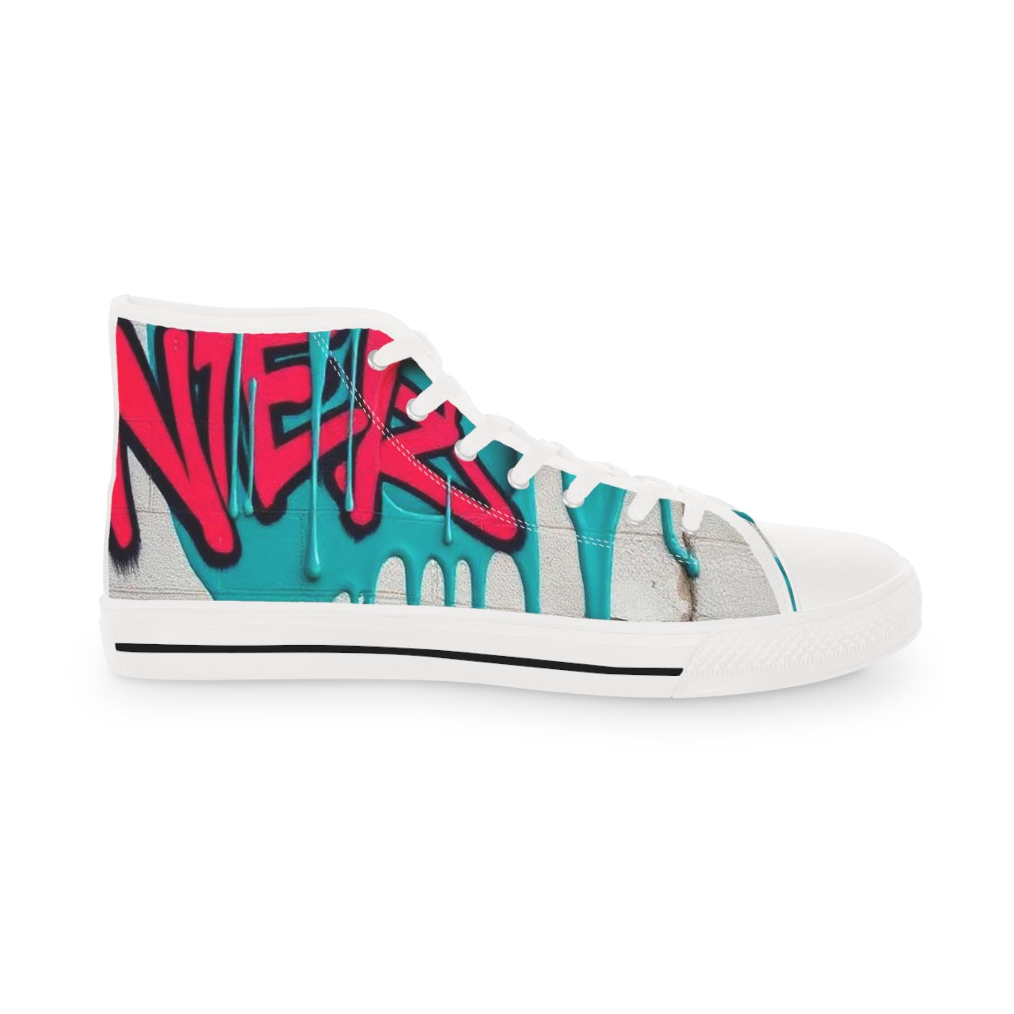 Teal Pink Street Graffiti Men's High Top Sneakers | Urban Skate Style