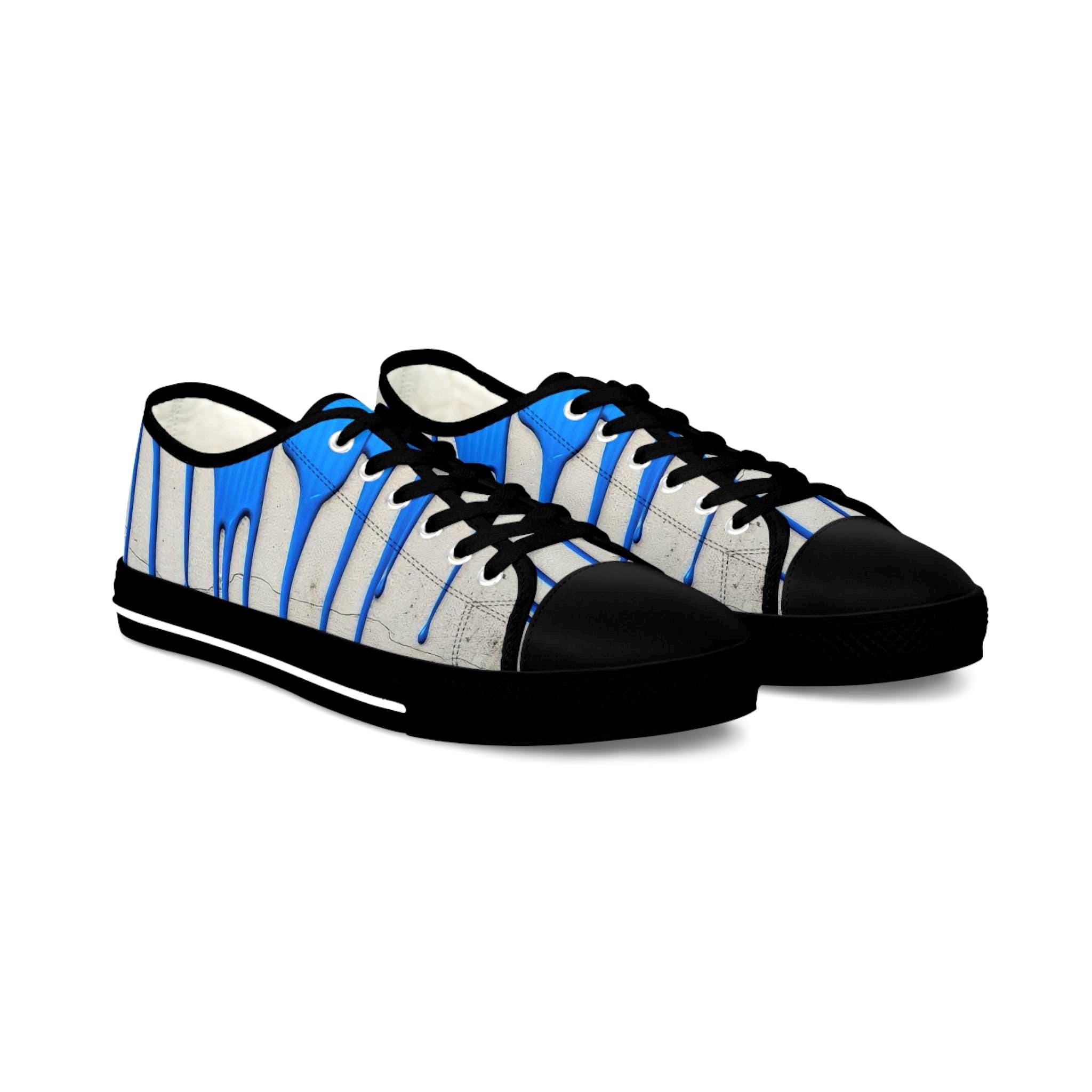 Blue Paint Drip Sneakers | Low Top Shoes