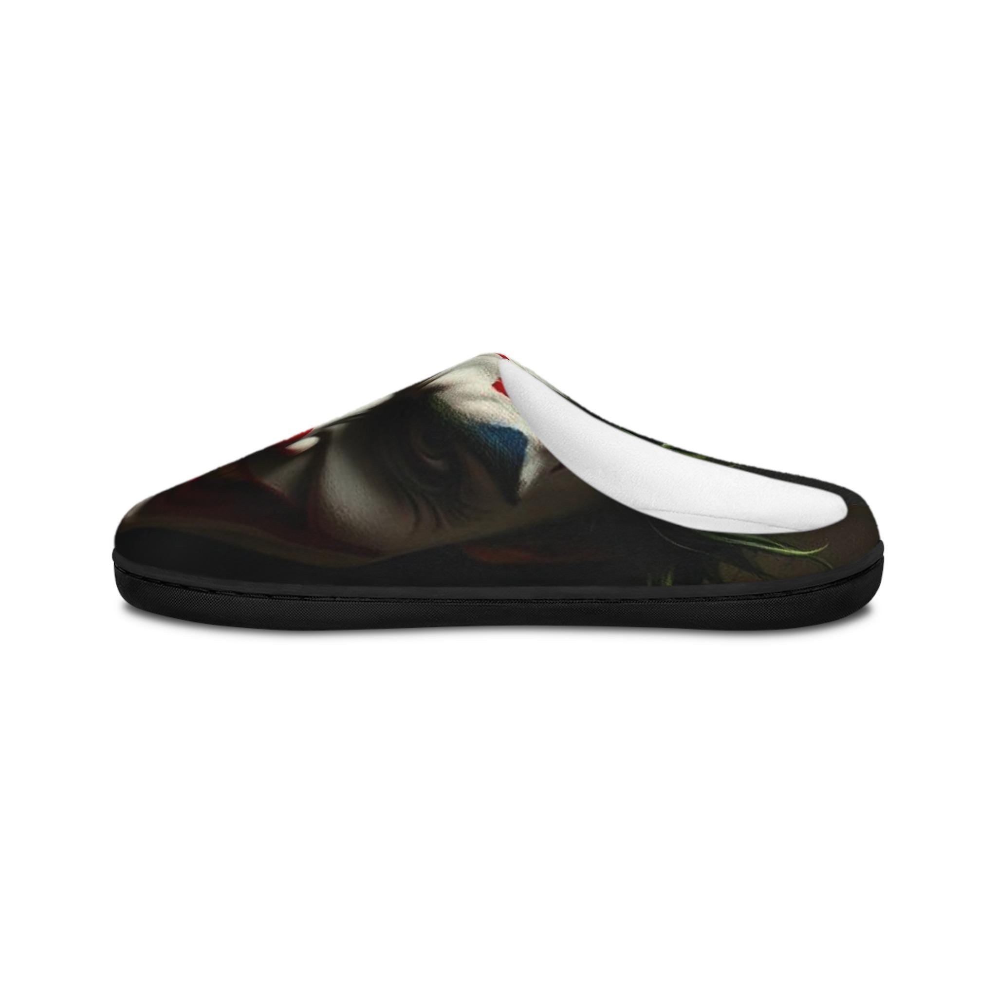 Joker Clown Face Men's Indoor Slippers | Horror Movie Character Slip-Ons
