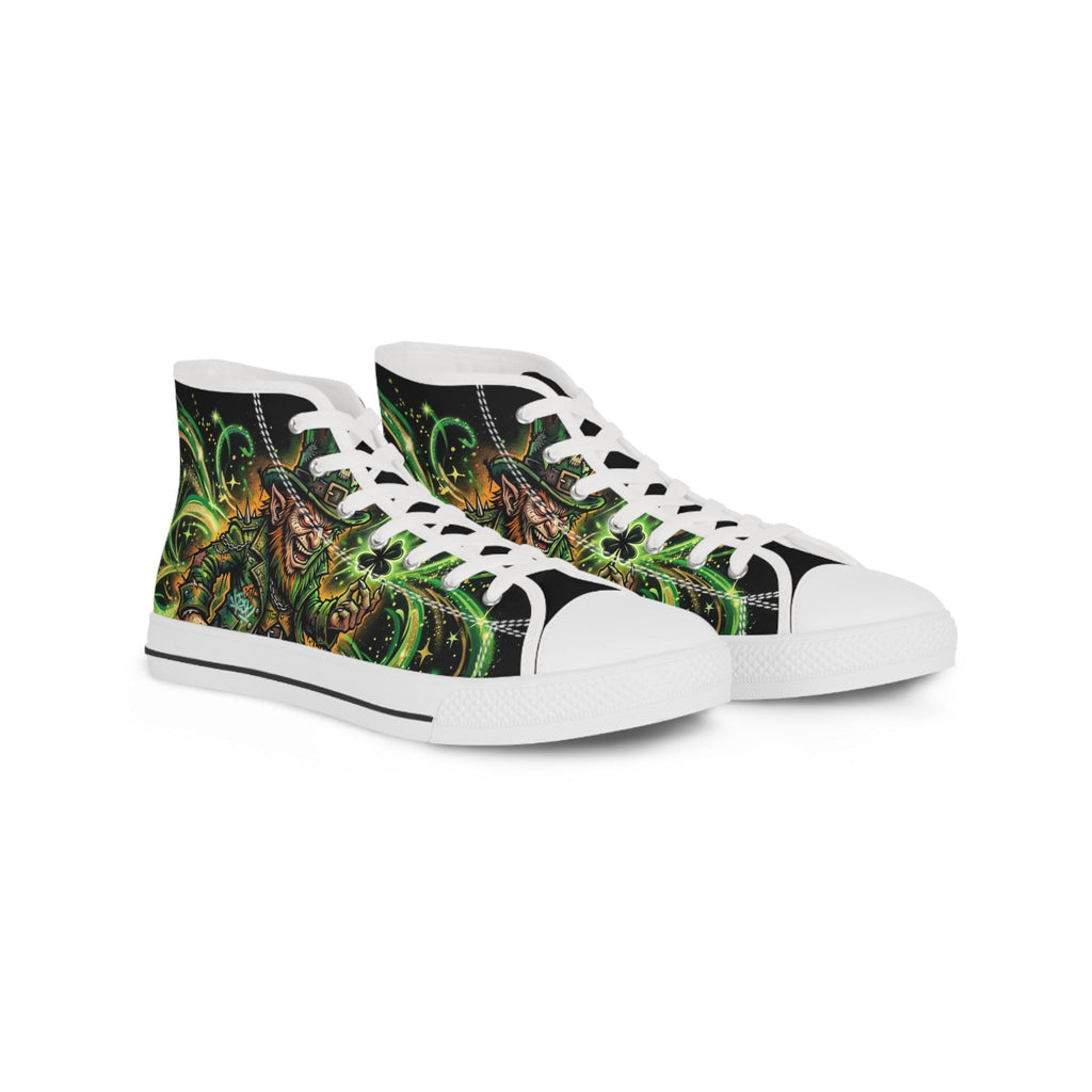 Green Evil Leprechaun High Top Sneakers | Nautical Sea Monster Shoes