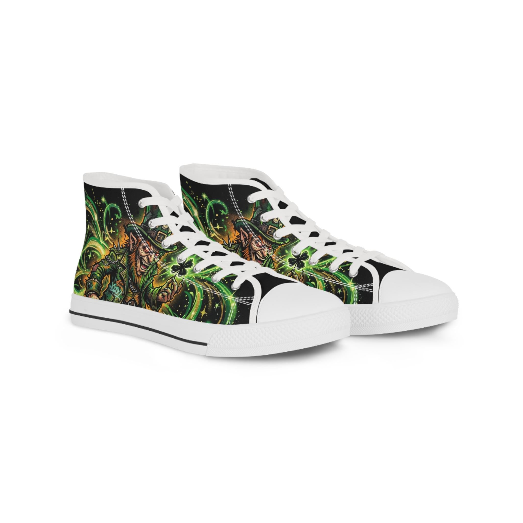 Green Evil Leprechaun High Top Sneakers | Nautical Sea Monster Shoes