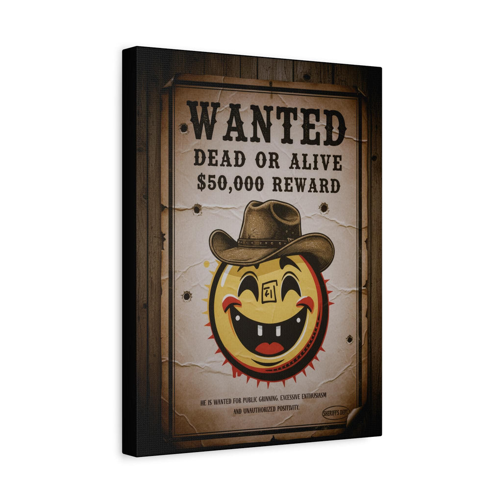 Smiley Cowboy Wanted Poster Canvas