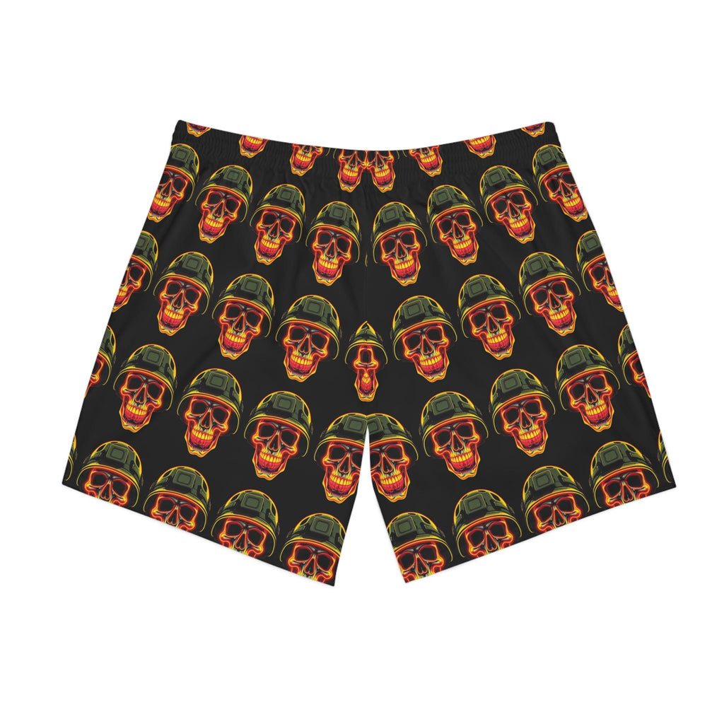 Retro Soldier Skull Pattern Swim Shorts | Beach Shorts, All-Over Print