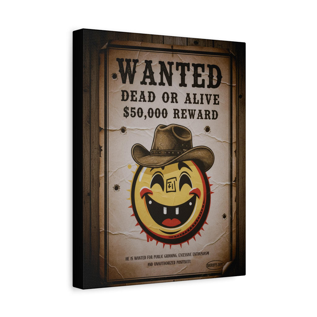 Smiley Cowboy Wanted Poster Canvas