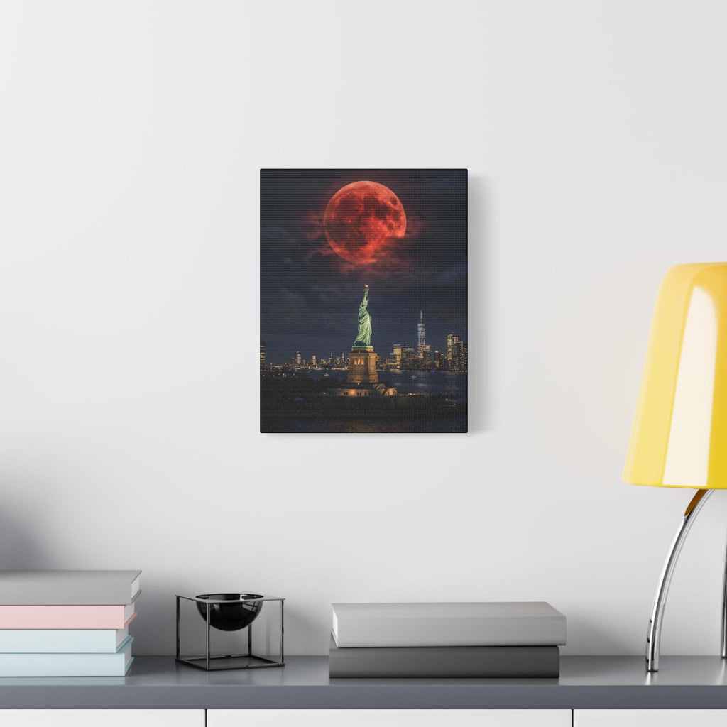 Blood Moon over New York City Matte Canvas | NYC Night Skyline Wall Art