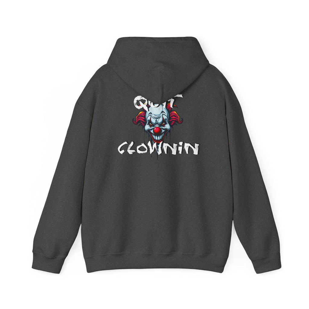 Quit Clownin Face hoodie | Skull Clown Back Graphic Hoodie