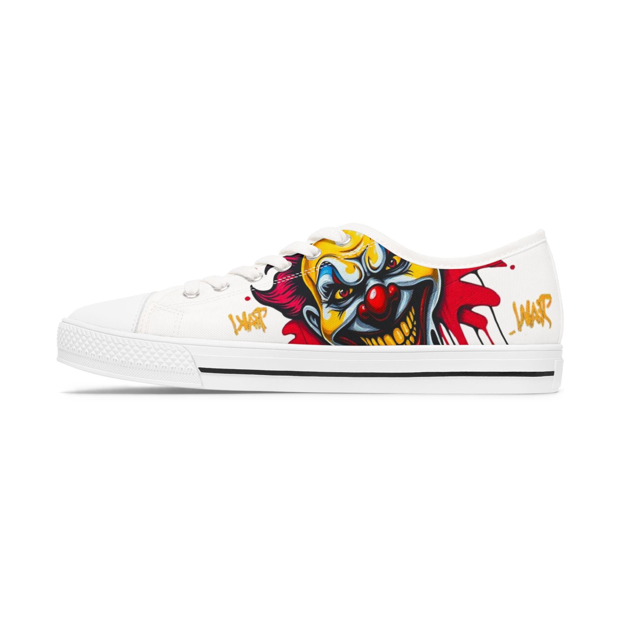 Evil Circus Clown Women's Low Top Sneakers | Horror Graffiti Art