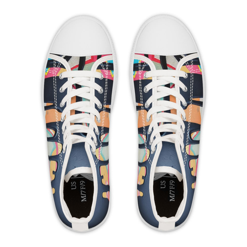 Paint Drip Pattern Sneakers Women's High Top Sneakers | Colorful Graffiti Art