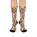 Angry Emoji Pattern Cushioned Crew Socks | Colorful Tie-Dye Background