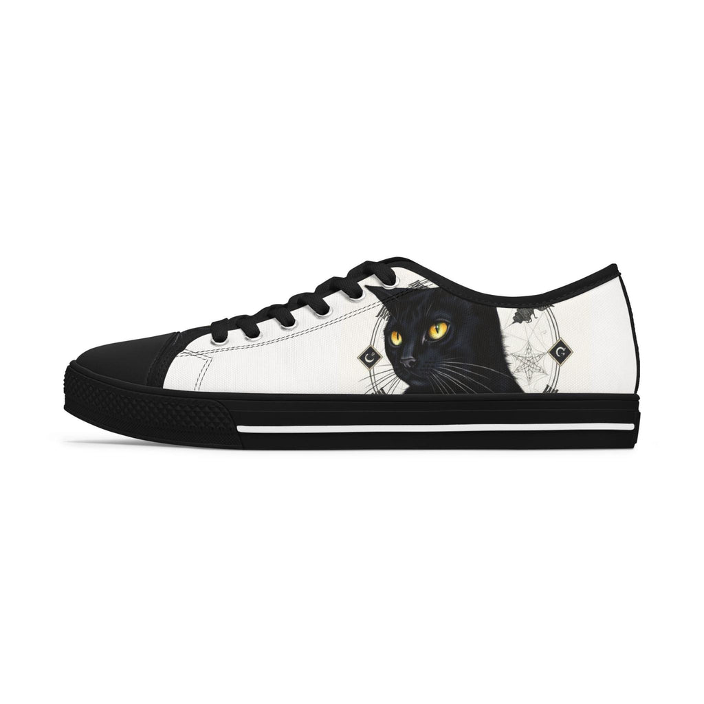 Black Cat Portrait Sneakers | Low Top Canvas Shoes