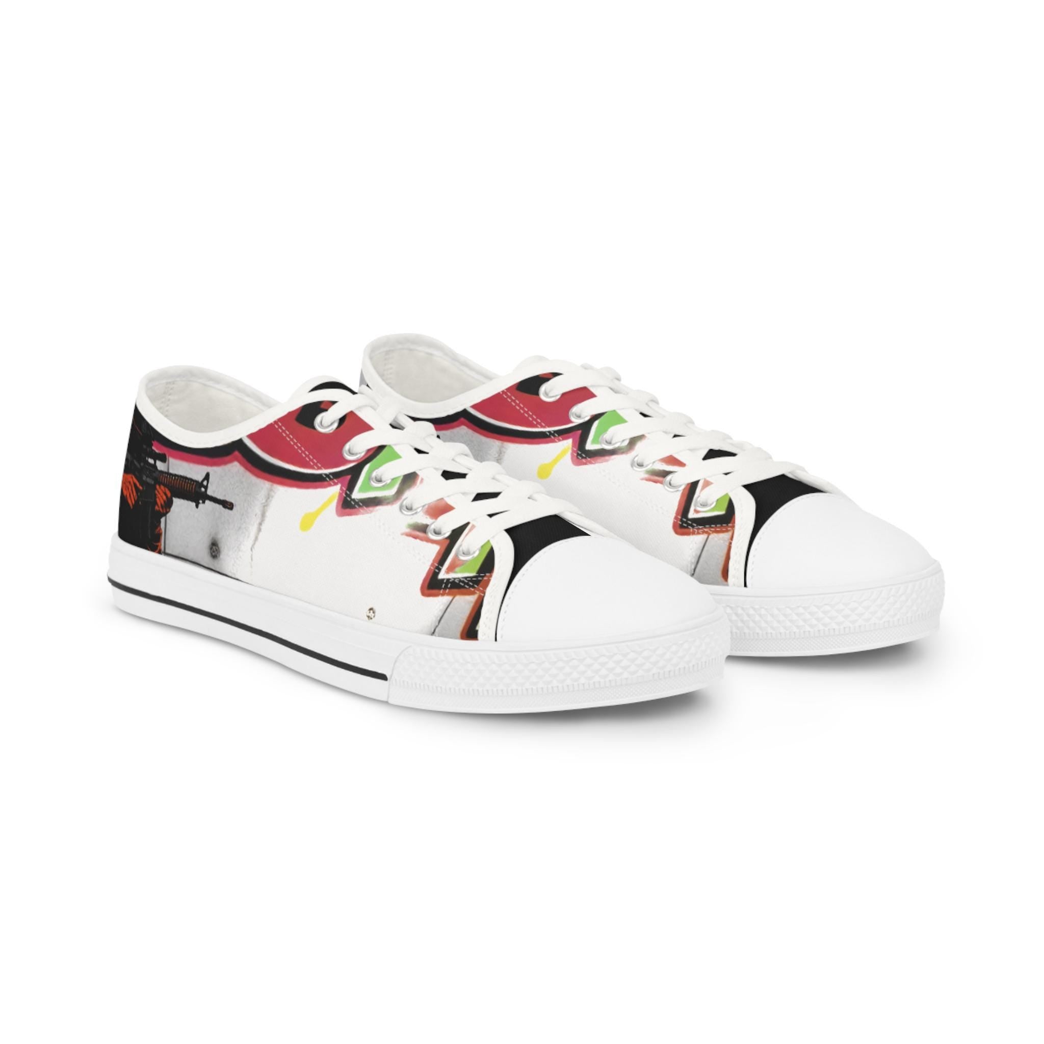 Colorful Graffiti Soldier Low Top Sneakers | Music Art Shoes