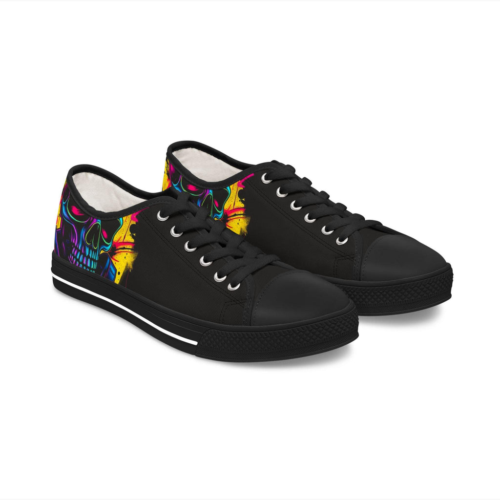 Neon Skull Low Top Sneakers | Women's Colorful Art Print Canvas Shoes