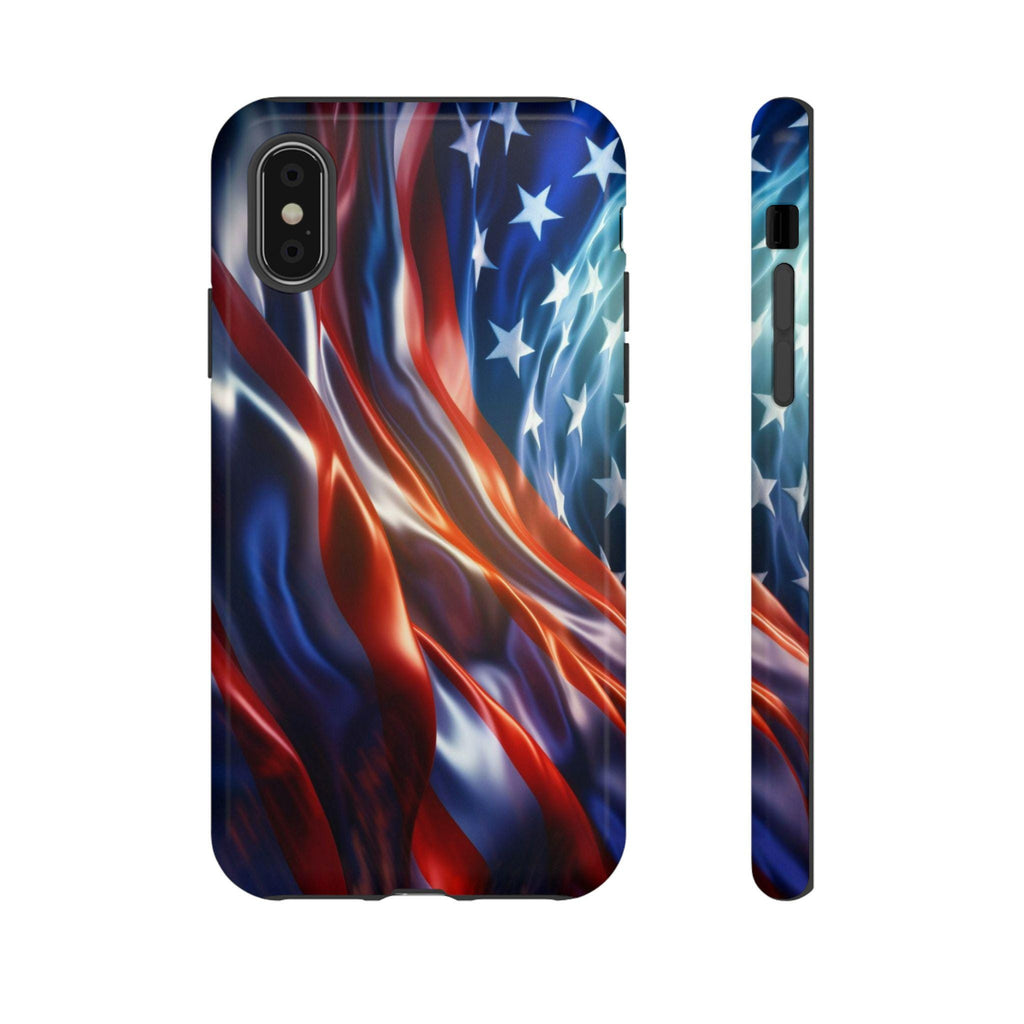 Wavy American Flag Phone Case | Dual-Layer Patriotic Stars Stripes Protection