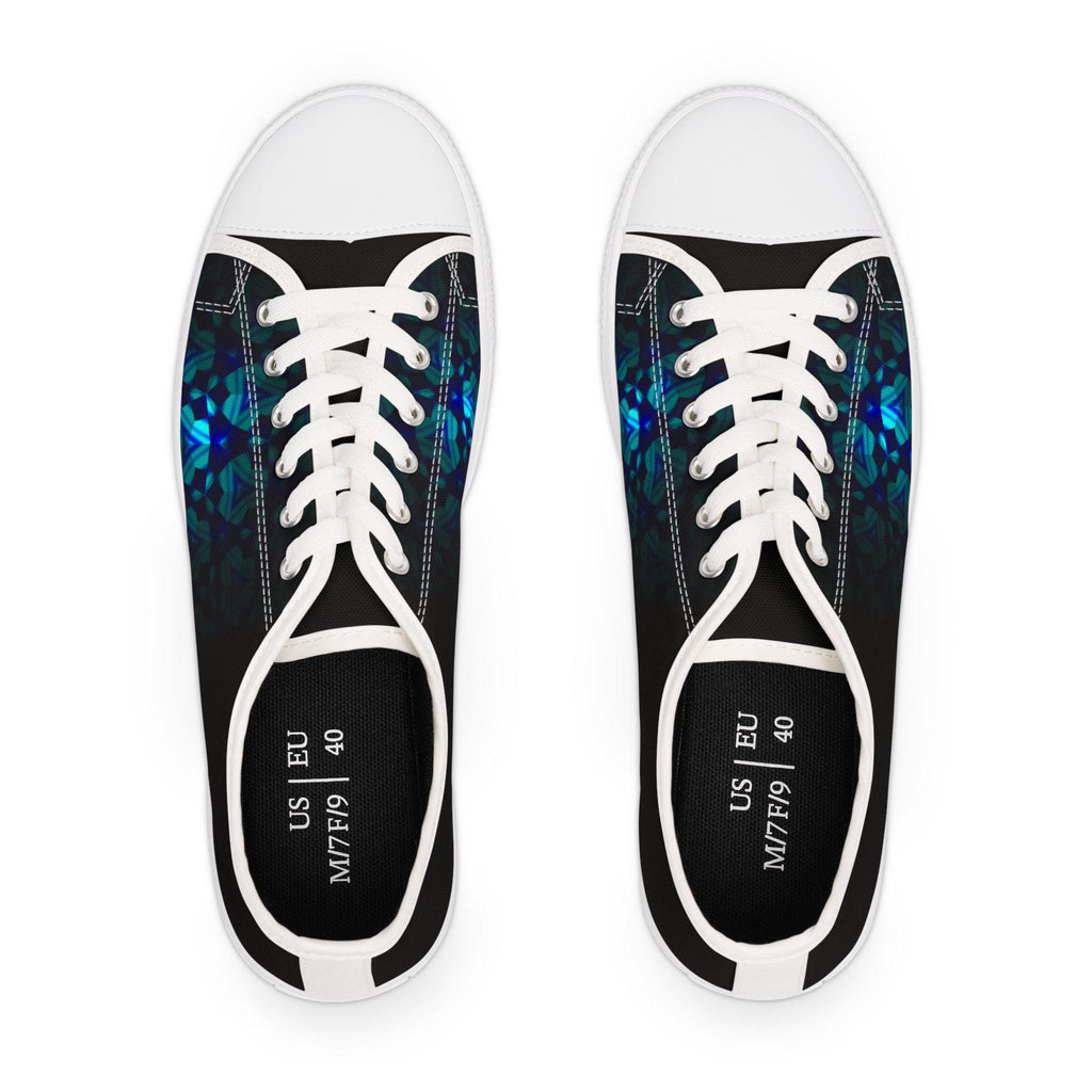 Teal Geometric Mosaic Women's Low Top Sneakers | Abstract Blue Pattern