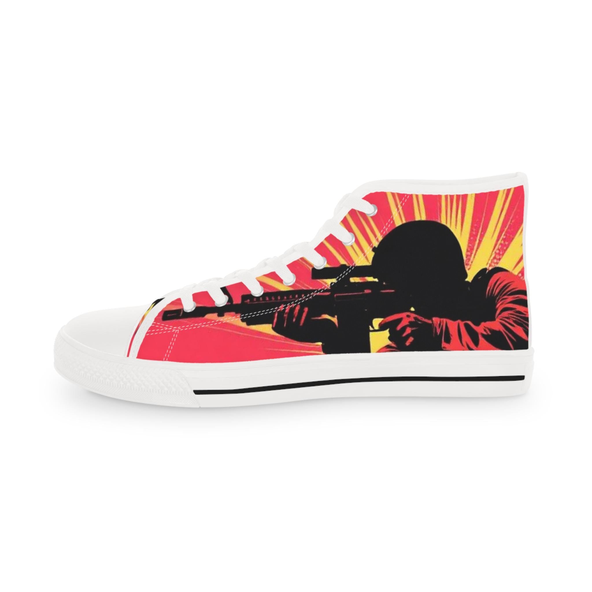Sunburst Soldier Graphic High Top Sneakers | Musician Rock Shoe