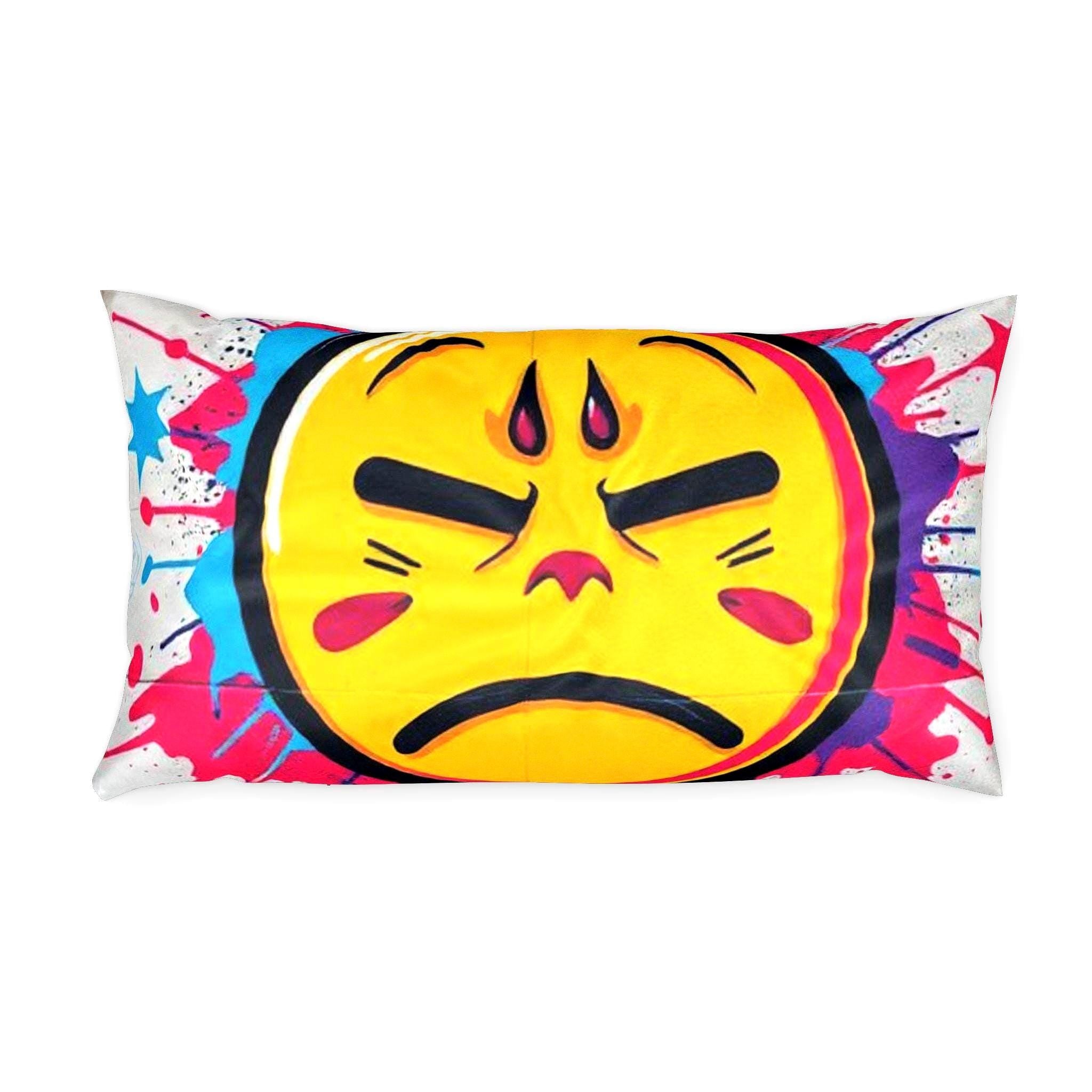 Graffiti Angry Face Cotton Pillow Sham | Urban Street Art Splash