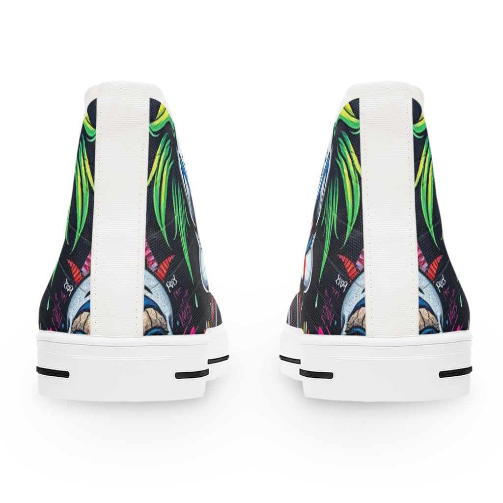 Creepy Clown Face High Top Sneakers | Horror Face Skate Shoes
