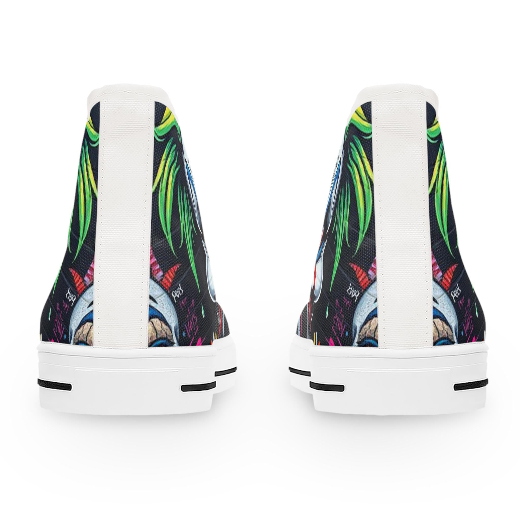 Creepy Clown Face High Top Sneakers | Horror Face Skate Shoes