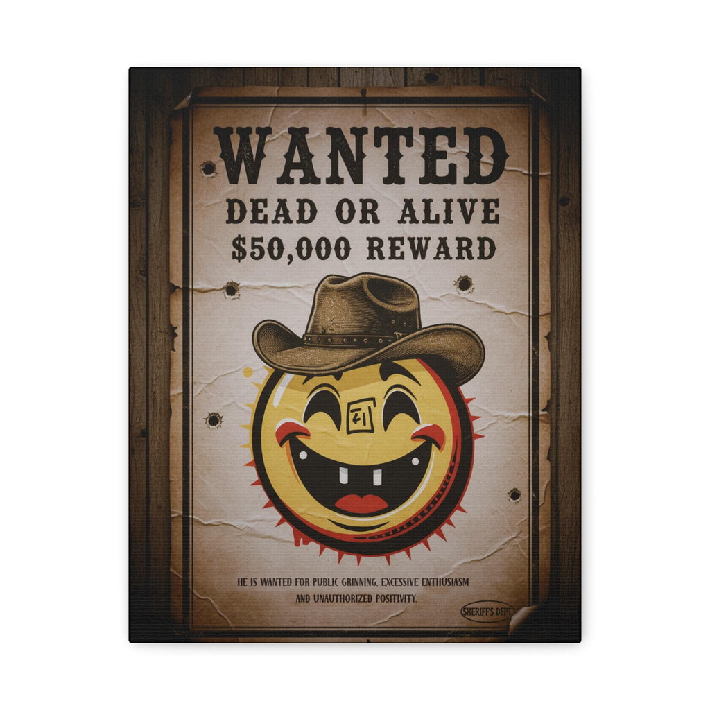 Smiley Cowboy Wanted Poster Canvas