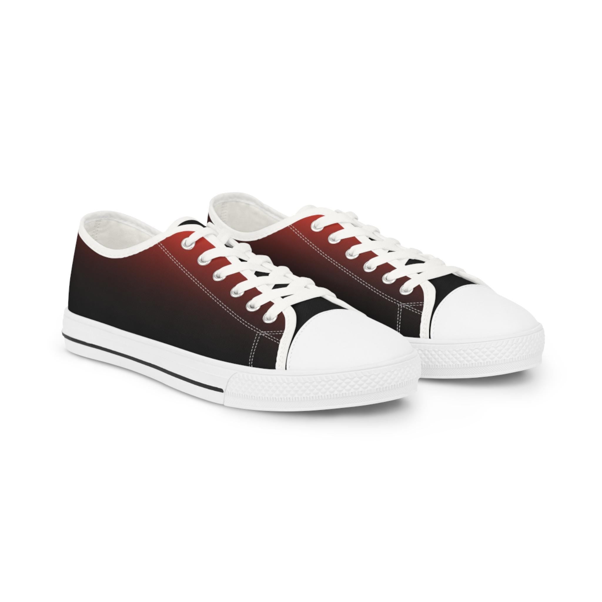 Red Black Ombre Sneakers | Low Top Canvas Shoes